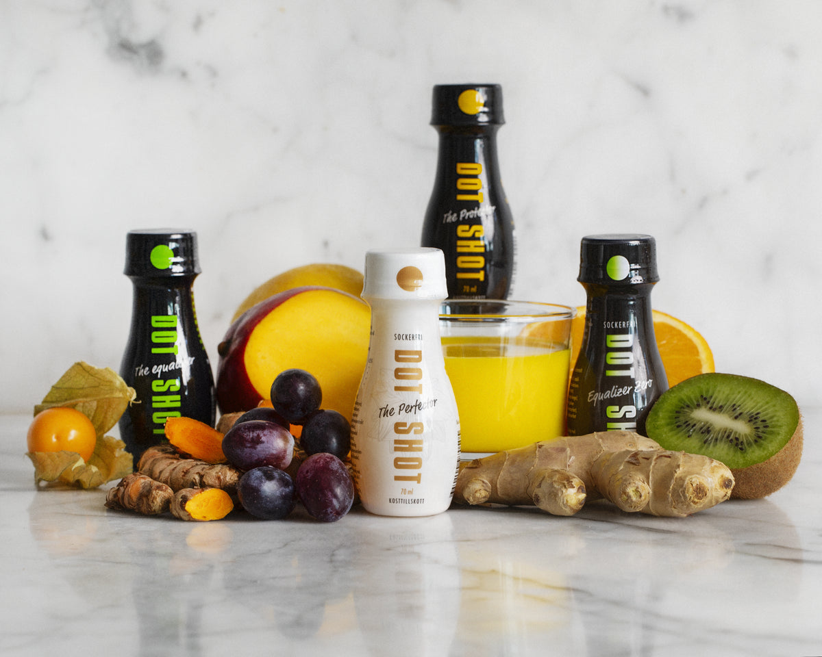 The Protector kosttillskott gurkmeja/curcumin, ingefära och Vitamin C shot med god smak 24-pack